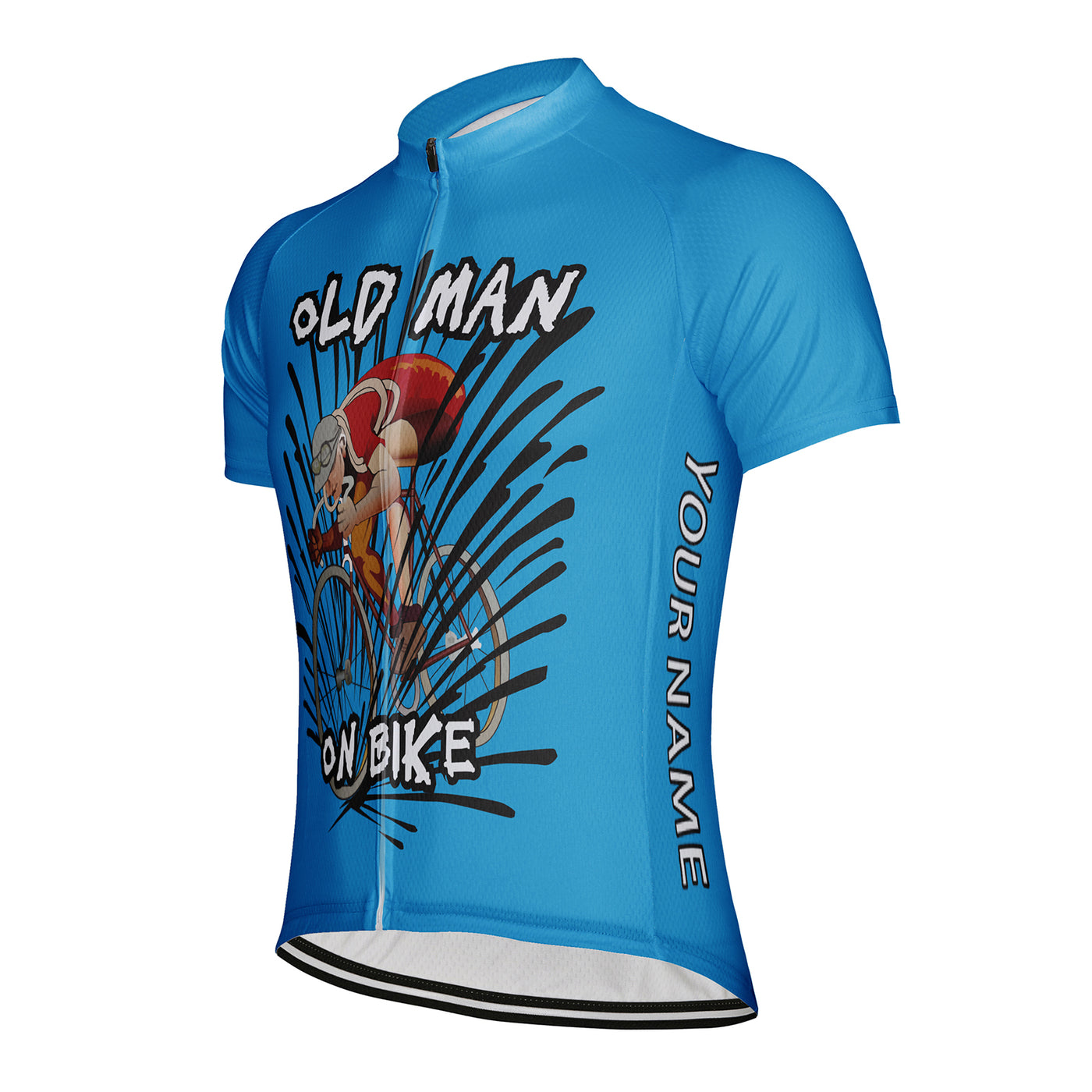 Customized Old Man On Bike Men's Cycling Jersey Short Sleeve