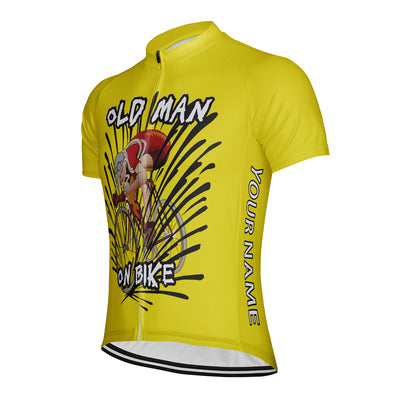 Customized Old Man On Bike Men's Cycling Jersey Short Sleeve