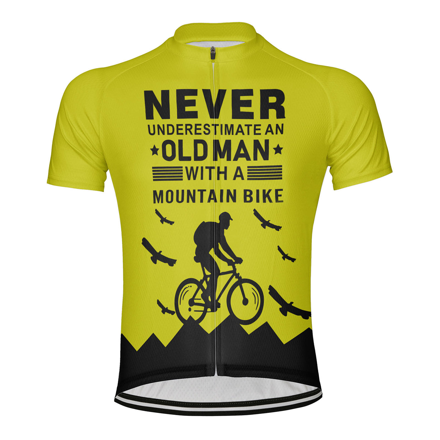 Customized Old Man with A Mountain Bike Men's Cycling Jersey Short Sleeve