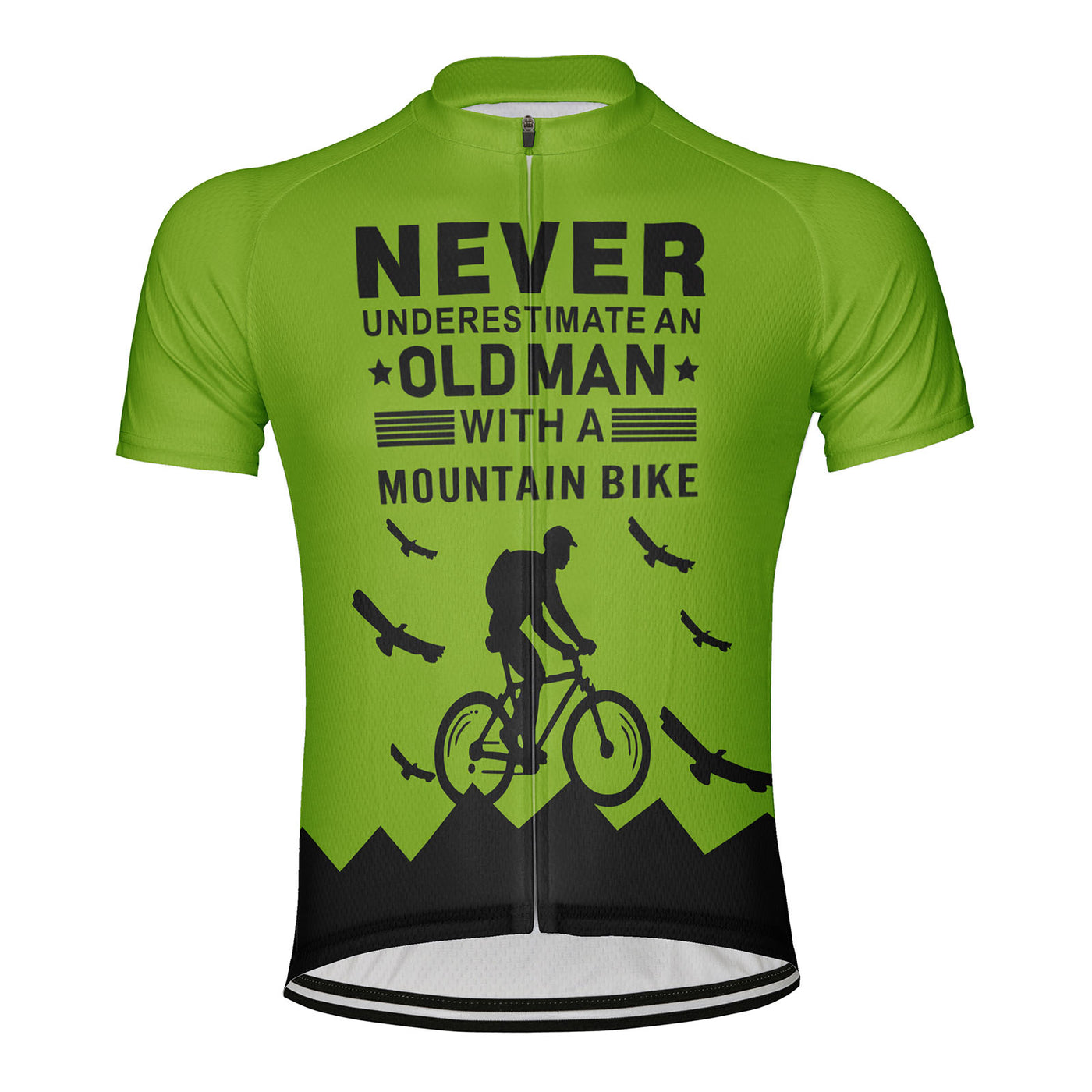 Customized Old Man with A Mountain Bike Men's Cycling Jersey Short Sleeve