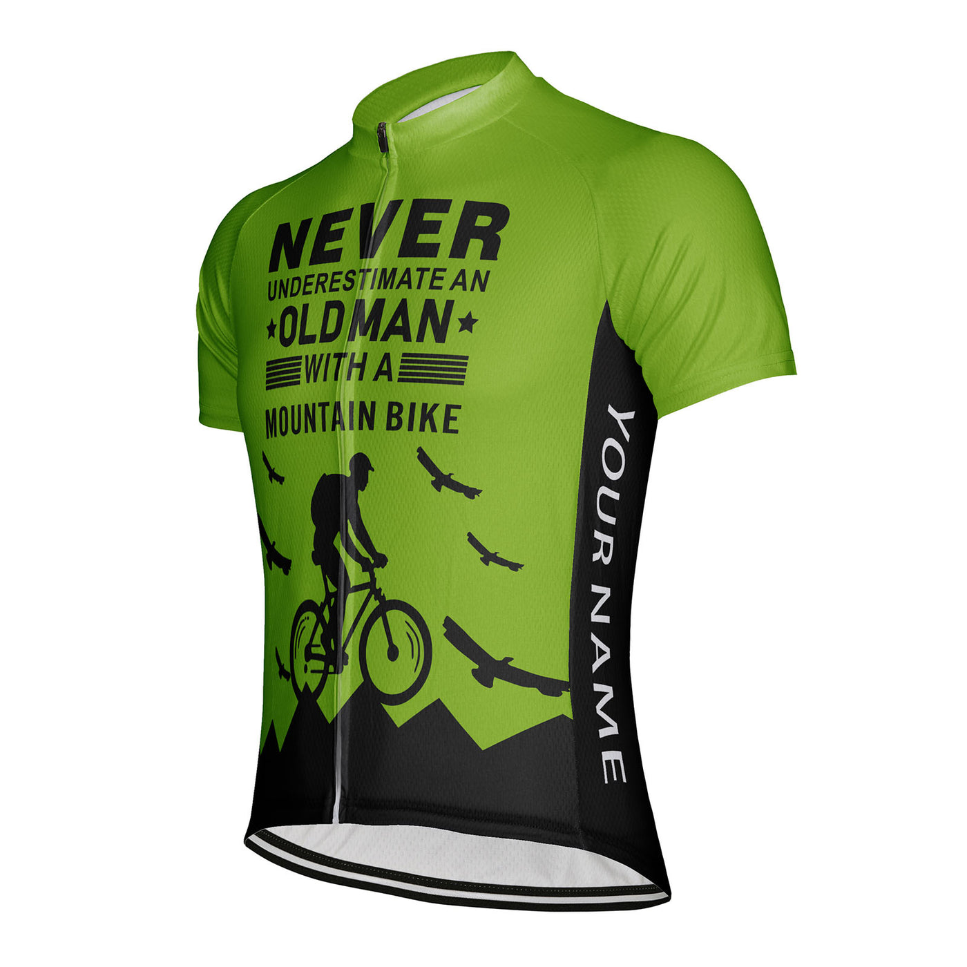Customized Old Man with A Mountain Bike Men's Cycling Jersey Short Sleeve