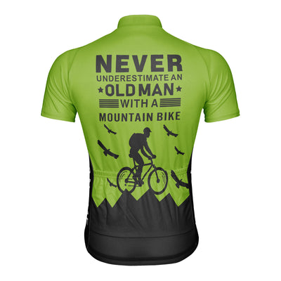 Customized Old Man with A Mountain Bike Men's Cycling Jersey Short Sleeve