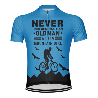 Customized Old Man with A Mountain Bike Men's Cycling Jersey Short Sleeve
