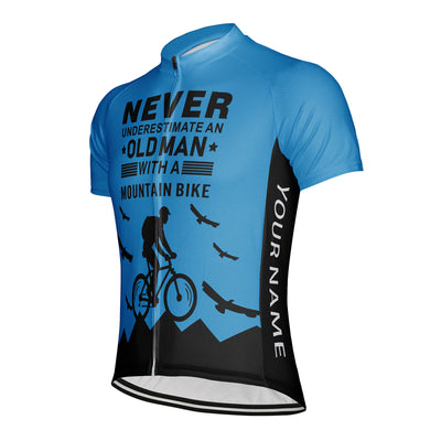 Customized Old Man with A Mountain Bike Men's Cycling Jersey Short Sleeve