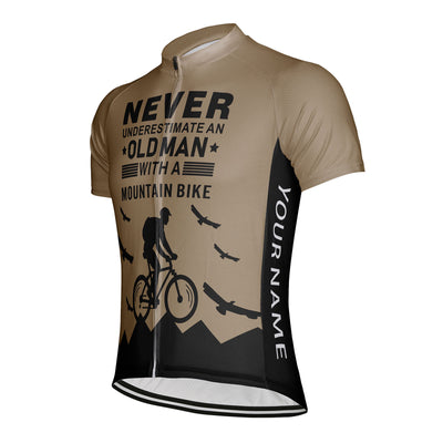 Customized Old Man with A Mountain Bike Men's Cycling Jersey Short Sleeve