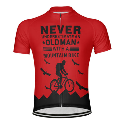 Customized Old Man with A Mountain Bike Men's Cycling Jersey Short Sleeve