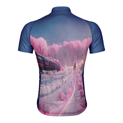 Customized Pink train Men's Cycling Jersey Short Sleeve
