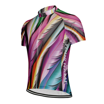Customized Colorful Feathers Men's Cycling Jersey Short Sleeve
