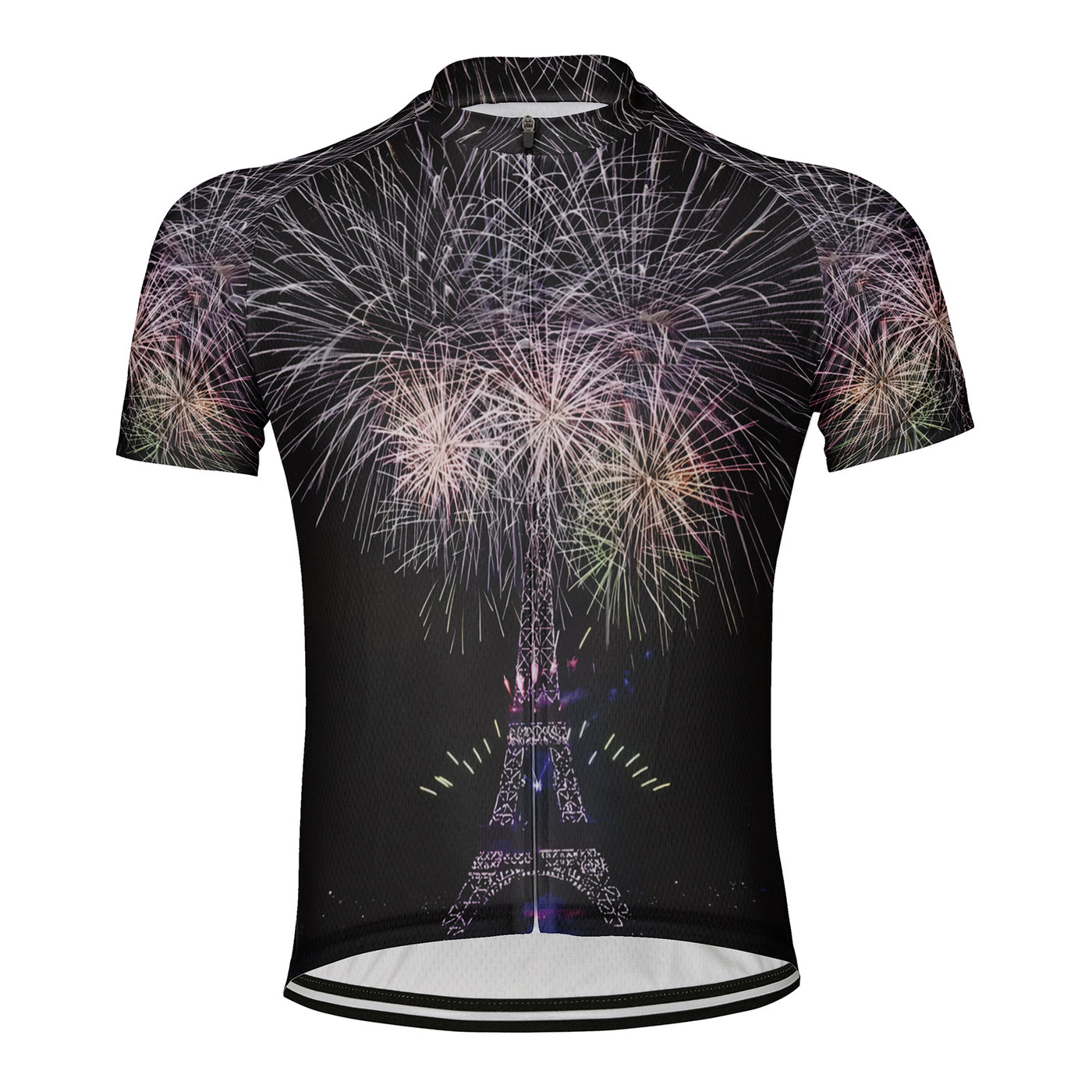 Customized Eiffel Tower Fireworks Show Men's Cycling Jersey Short Sleeve