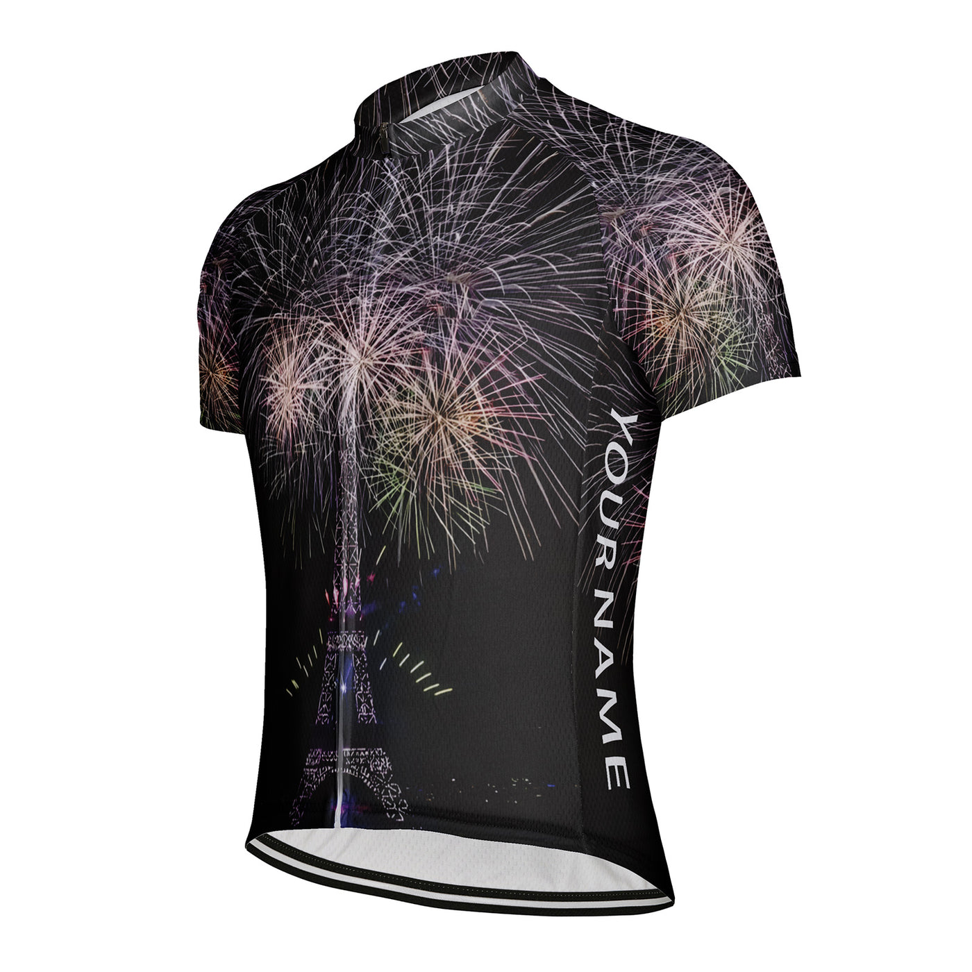 Customized Eiffel Tower Fireworks Show Men's Cycling Jersey Short Sleeve