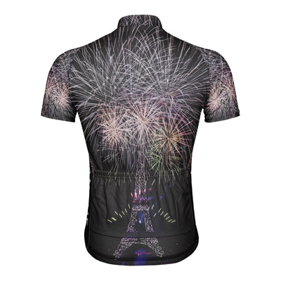 Customized Eiffel Tower Fireworks Show Men's Cycling Jersey Short Sleeve