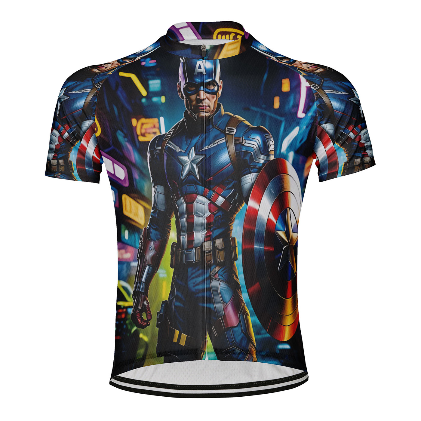 Customized Captain America Men's Cycling Jersey Short Sleeve
