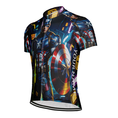Customized Captain America Men's Cycling Jersey Short Sleeve