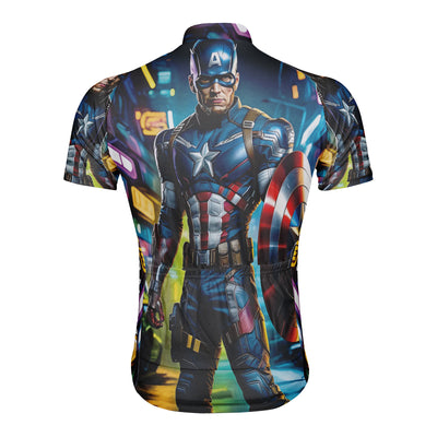 Customized Captain America Men's Cycling Jersey Short Sleeve