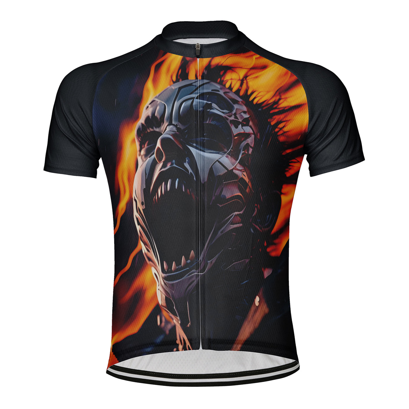 Customized Flame Skull Men's Cycling Jersey Short Sleeve