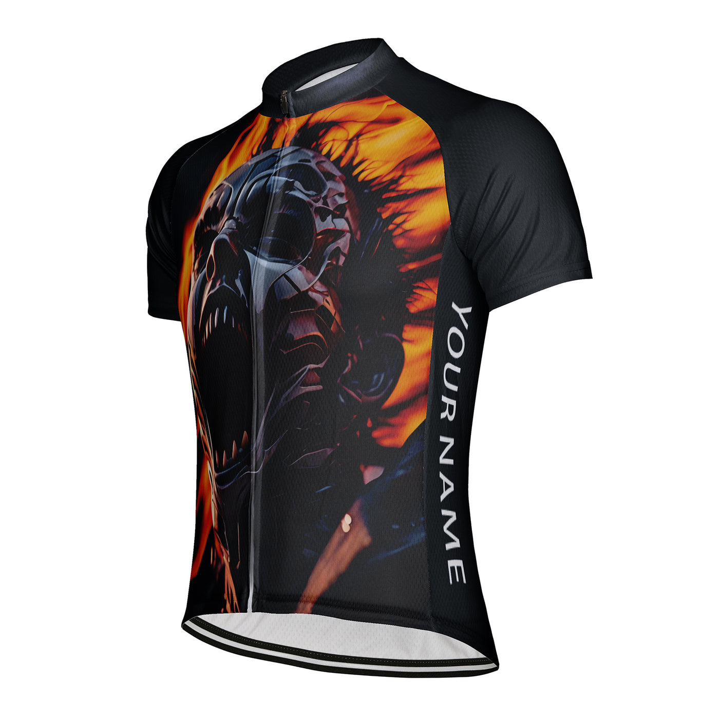 Customized Flame Skull Men's Cycling Jersey Short Sleeve
