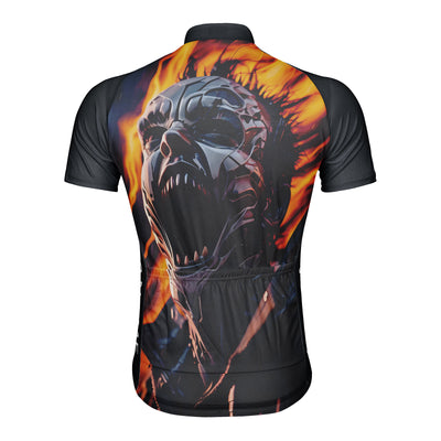 Customized Flame Skull Men's Cycling Jersey Short Sleeve