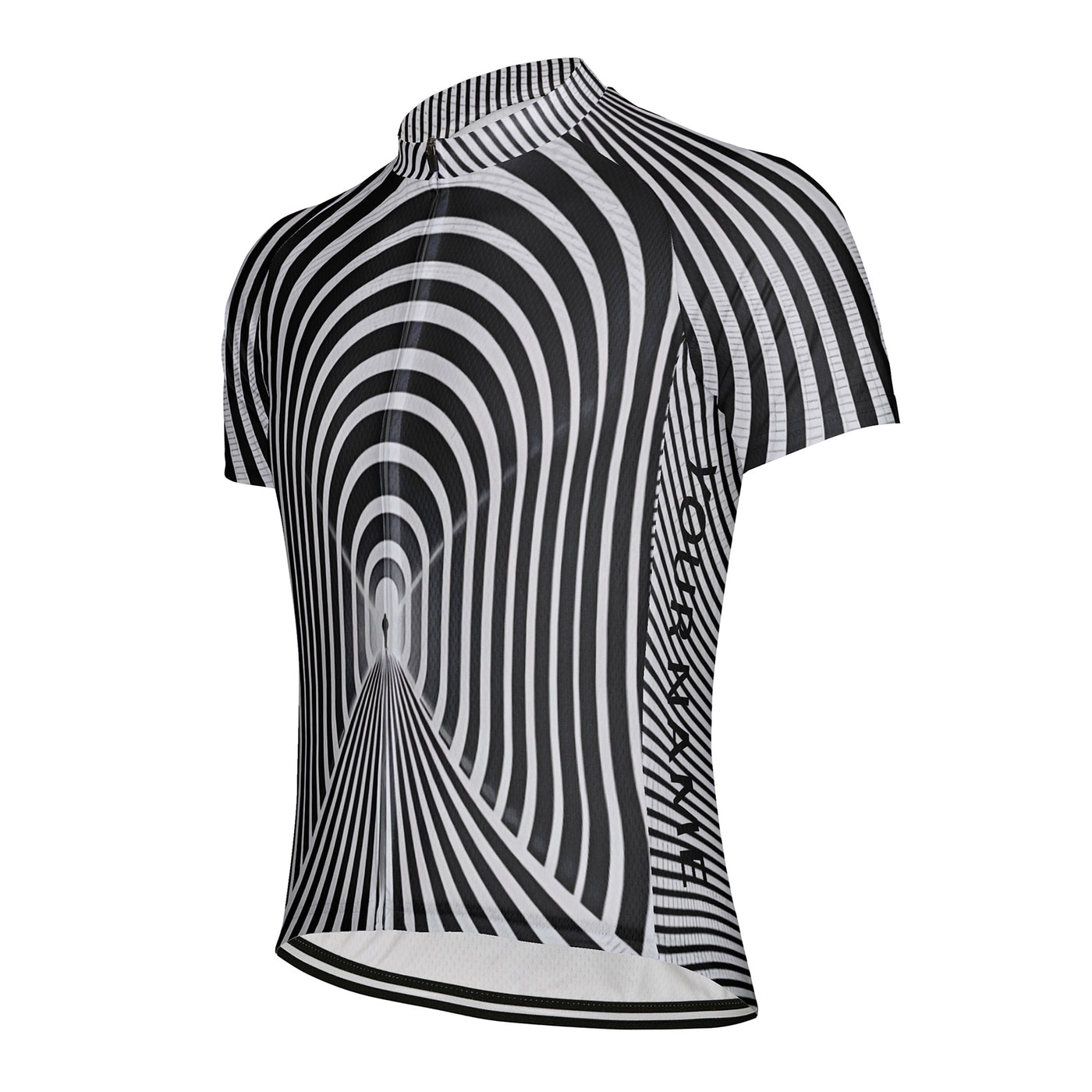 Customized Black And White Psychedelic Tunnel Men's Cycling Jersey Short Sleeve