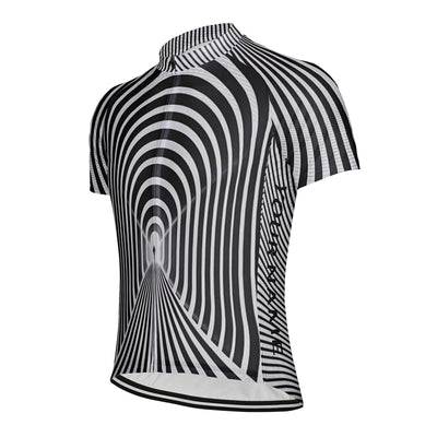 Customized Black And White Psychedelic Tunnel Men's Cycling Jersey Short Sleeve