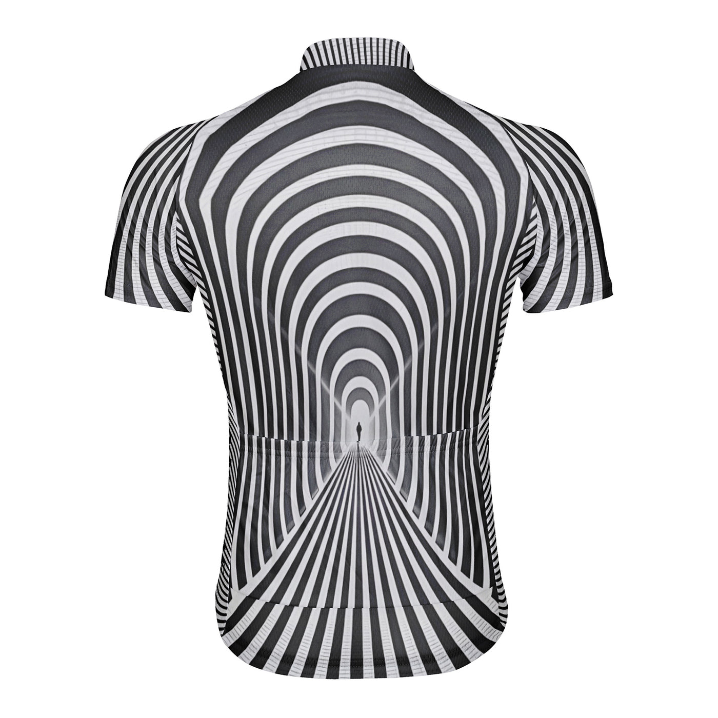 Customized Black And White Psychedelic Tunnel Men's Cycling Jersey Short Sleeve