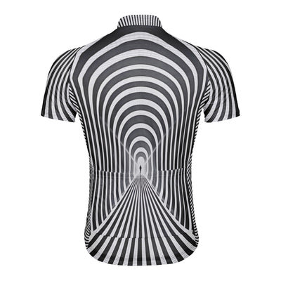 Customized Black And White Psychedelic Tunnel Men's Cycling Jersey Short Sleeve
