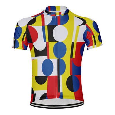 Customized Color Collision Geometric Rhythm Men's Cycling Jersey Short Sleeve