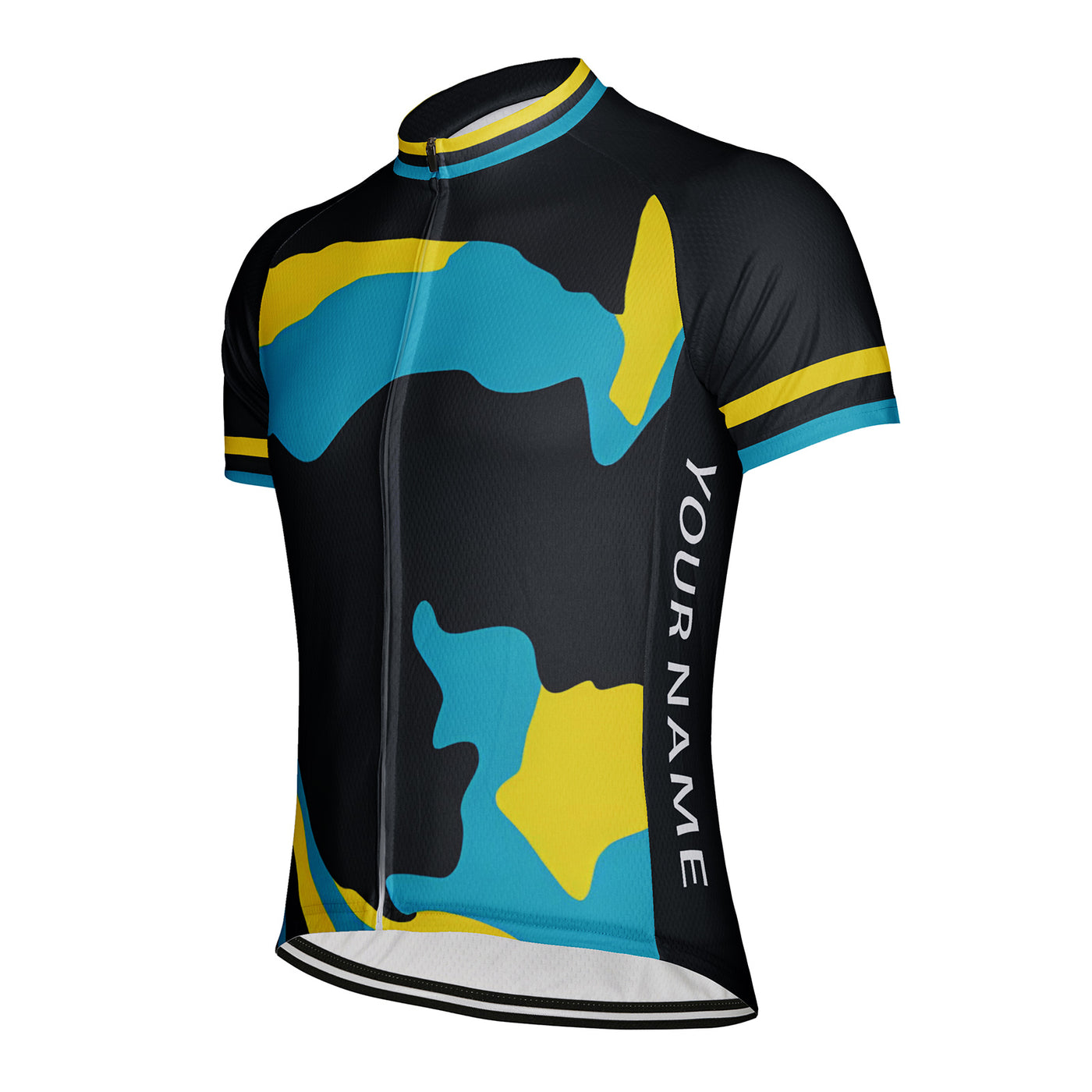 Customized Blue, Yellow Men's Cycling Jersey Short Sleeve