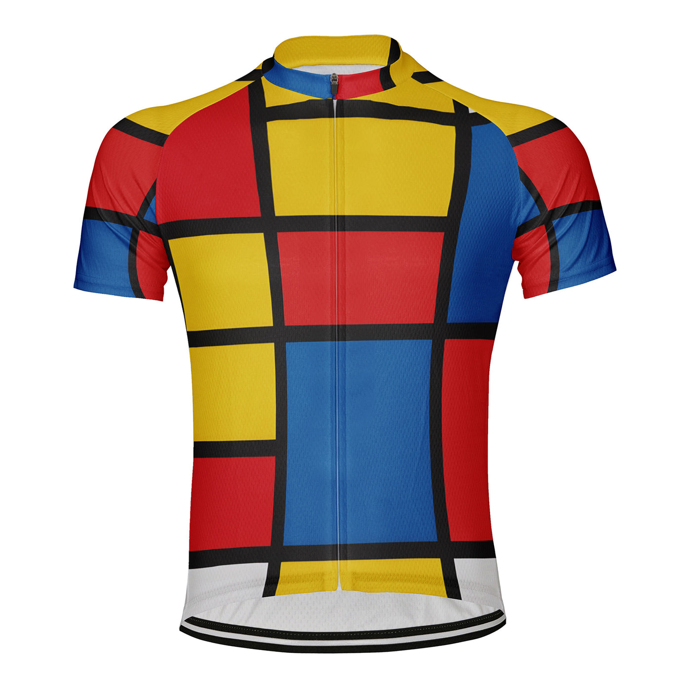 Customized Mondrian Red Yellow Blue Men's Cycling Jersey Short Sleeve