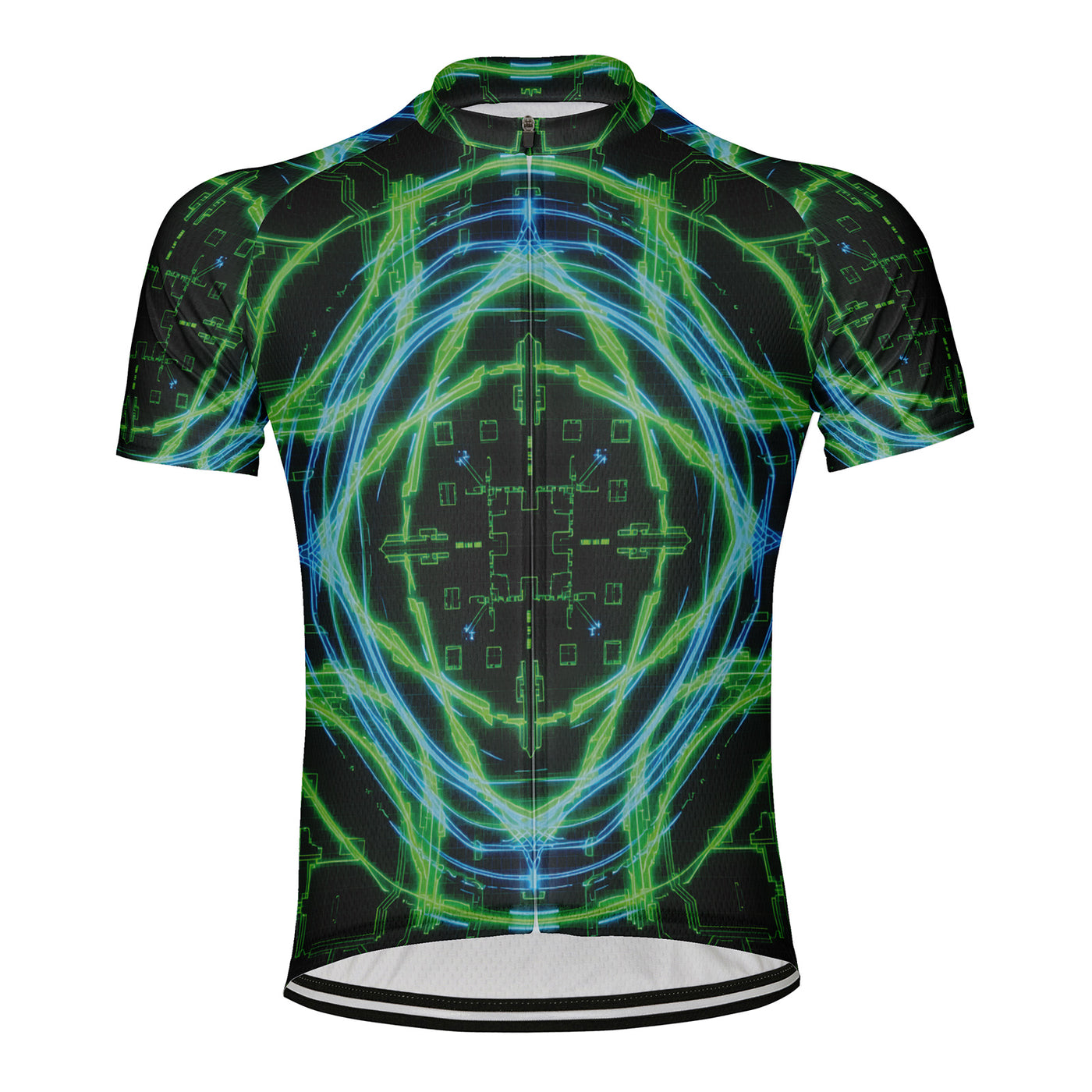 Customized Fluorescent Green Data Stream Men's Cycling Jersey Short Sleeve