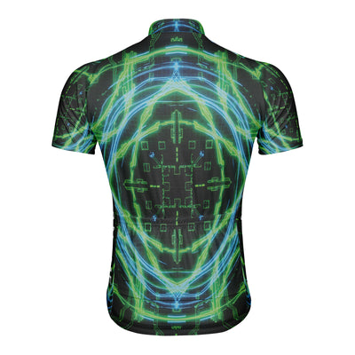 Customized Fluorescent Green Data Stream Men's Cycling Jersey Short Sleeve