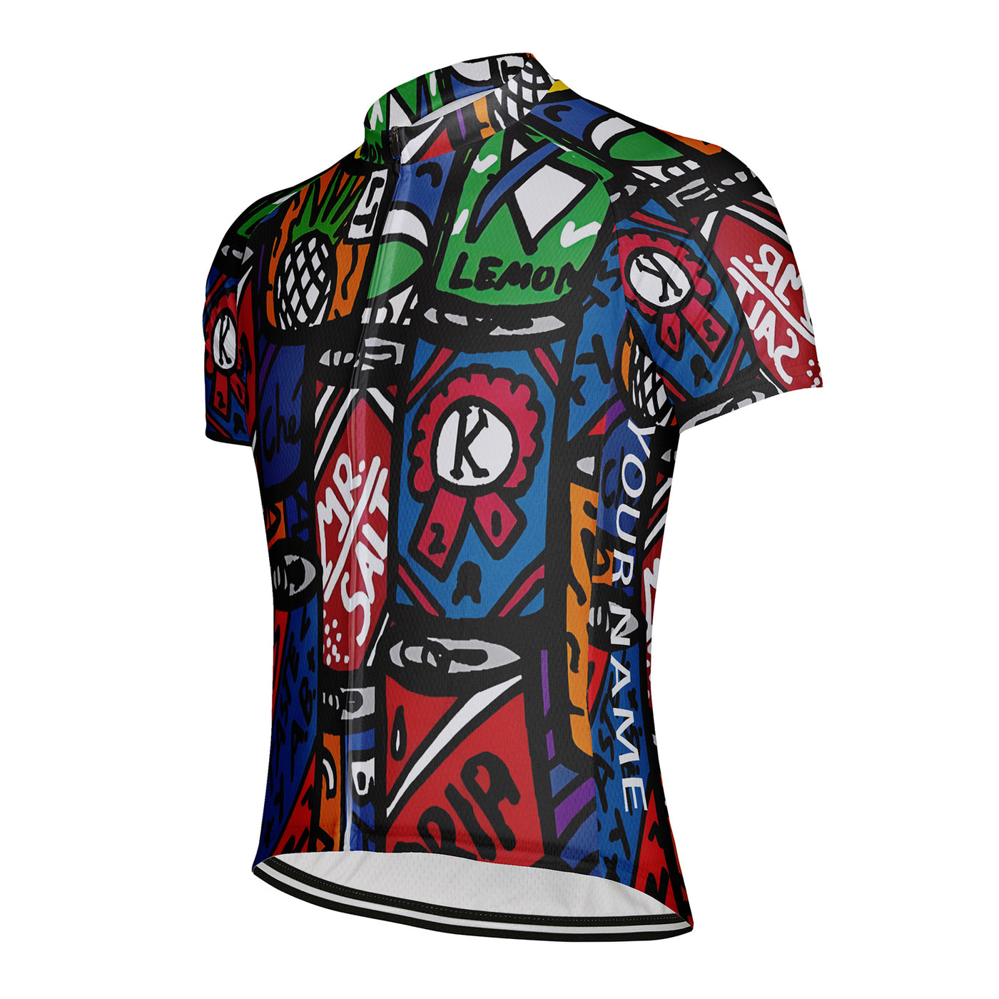 Customized Creative Easy Drag Cans Pattern Men's Cycling Jersey Short Sleeve