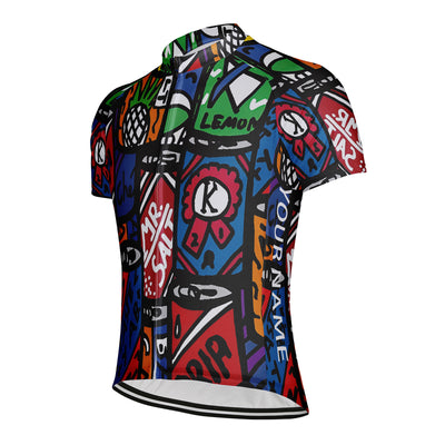 Customized Creative Easy Drag Cans Pattern Men's Cycling Jersey Short Sleeve