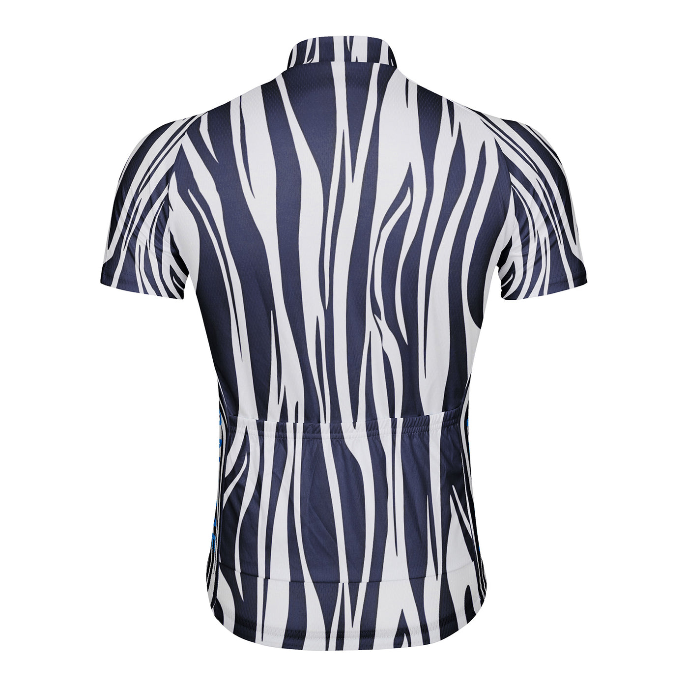 Customized Blue And White Wave Texture Men's Cycling Jersey Short Sleeve