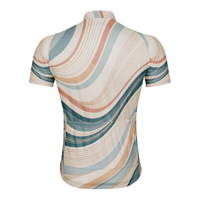 Customized The Symphony Of Warm Blue And Orange Waves Men's Cycling Jersey Short Sleeve