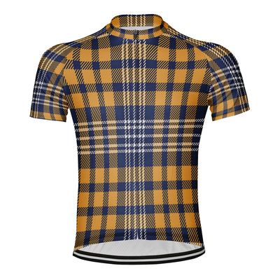 Customized Grid Stripes Men's Cycling Jersey Short Sleeve