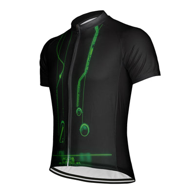 Customized Neon Green Cyber Line Men's Cycling Jersey Short Sleeve