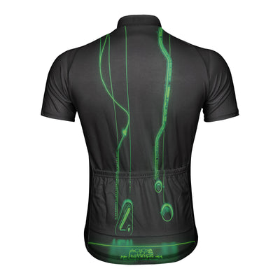 Customized Neon Green Cyber Line Men's Cycling Jersey Short Sleeve