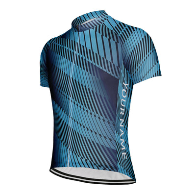 Customized Deep Blue Edge Line Men's Cycling Jersey Short Sleeve