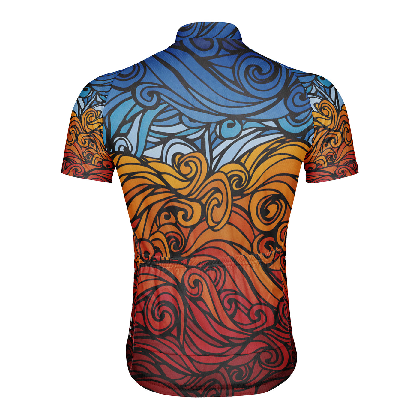Customized Blue Orange Abstract Stripe Men's Cycling Jersey Short Sleeve