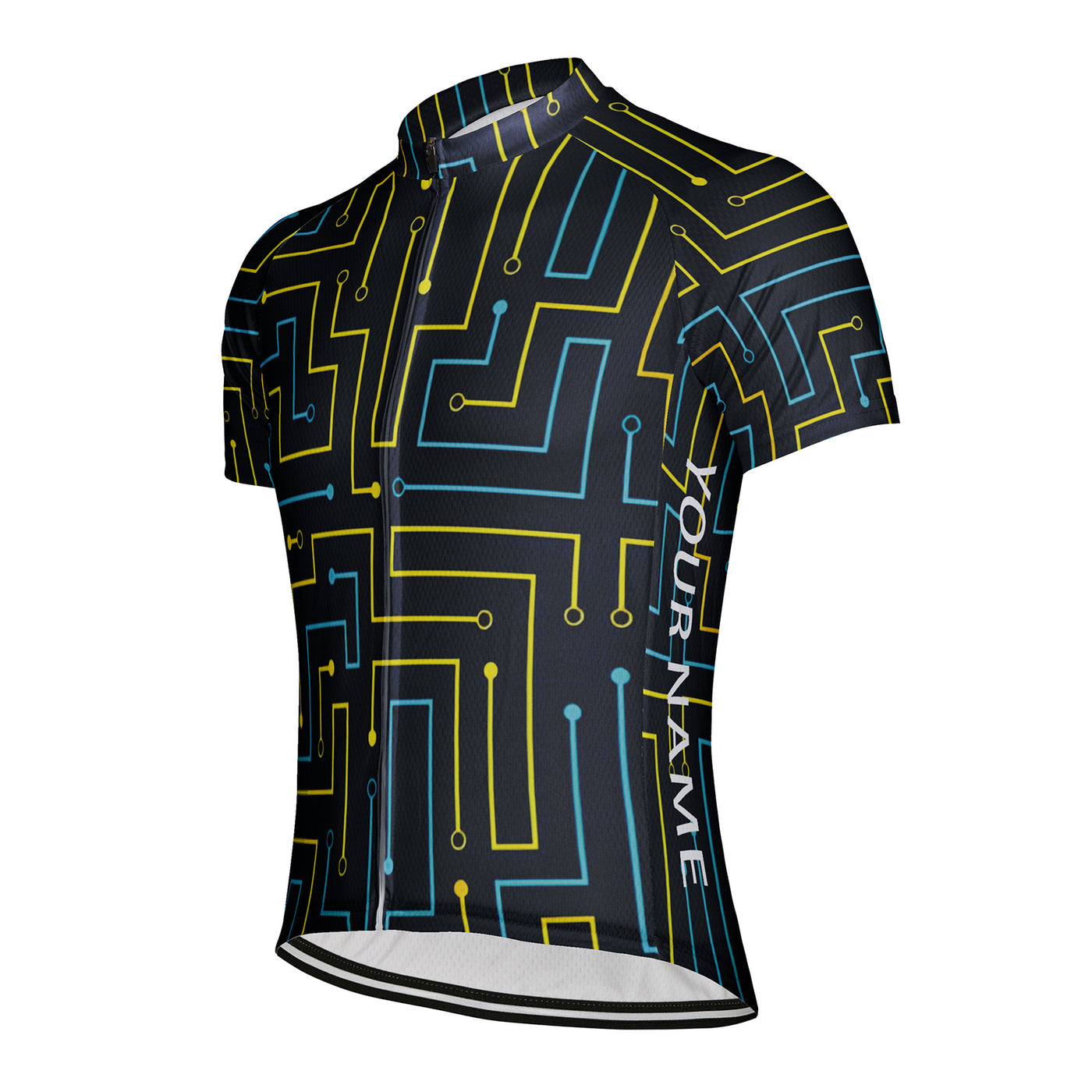 Customized Line Circuit Abstraction Men's Cycling Jersey Short Sleeve
