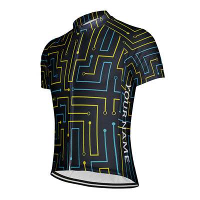 Customized Line Circuit Abstraction Men's Cycling Jersey Short Sleeve