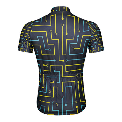 Customized Line Circuit Abstraction Men's Cycling Jersey Short Sleeve