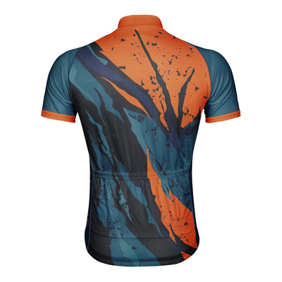 Customized Orange Crack Men's Cycling Jersey Short Sleeve