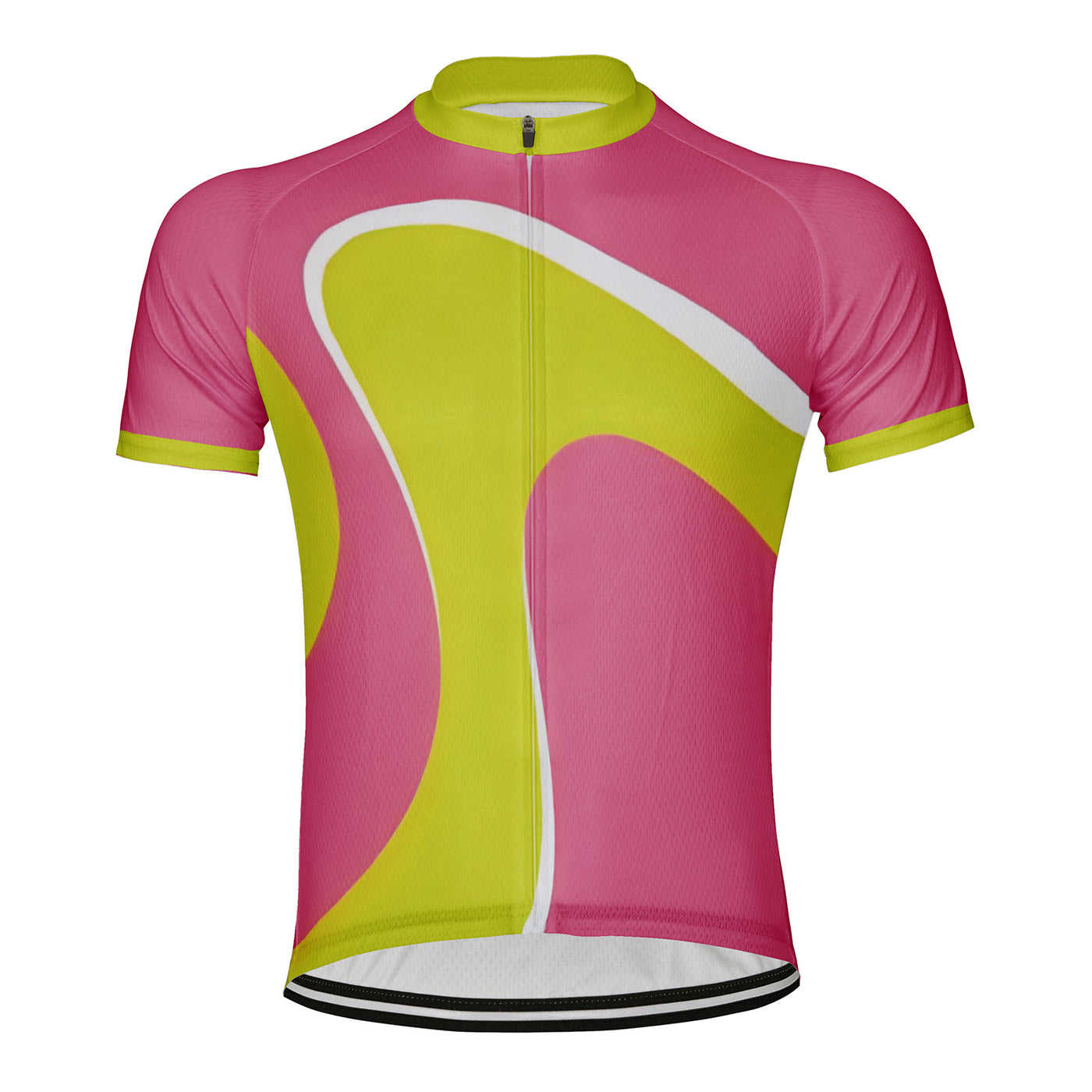 Customized Pink Green Curve Men's Cycling Jersey Short Sleeve
