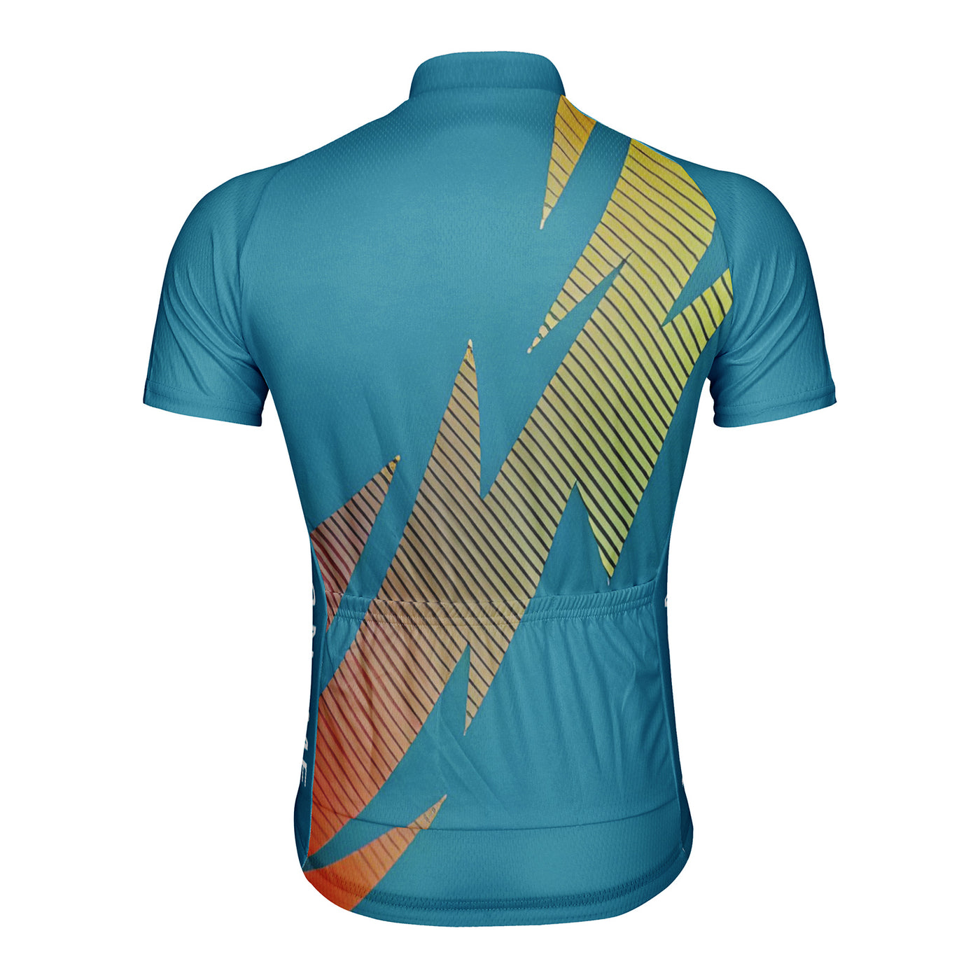 Customized Black, Yellow, Orange, And Gray Lines Men's Cycling Jersey Short Sleeve