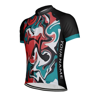 Customized Water Wave Diagram Men's Cycling Jersey Short Sleeve