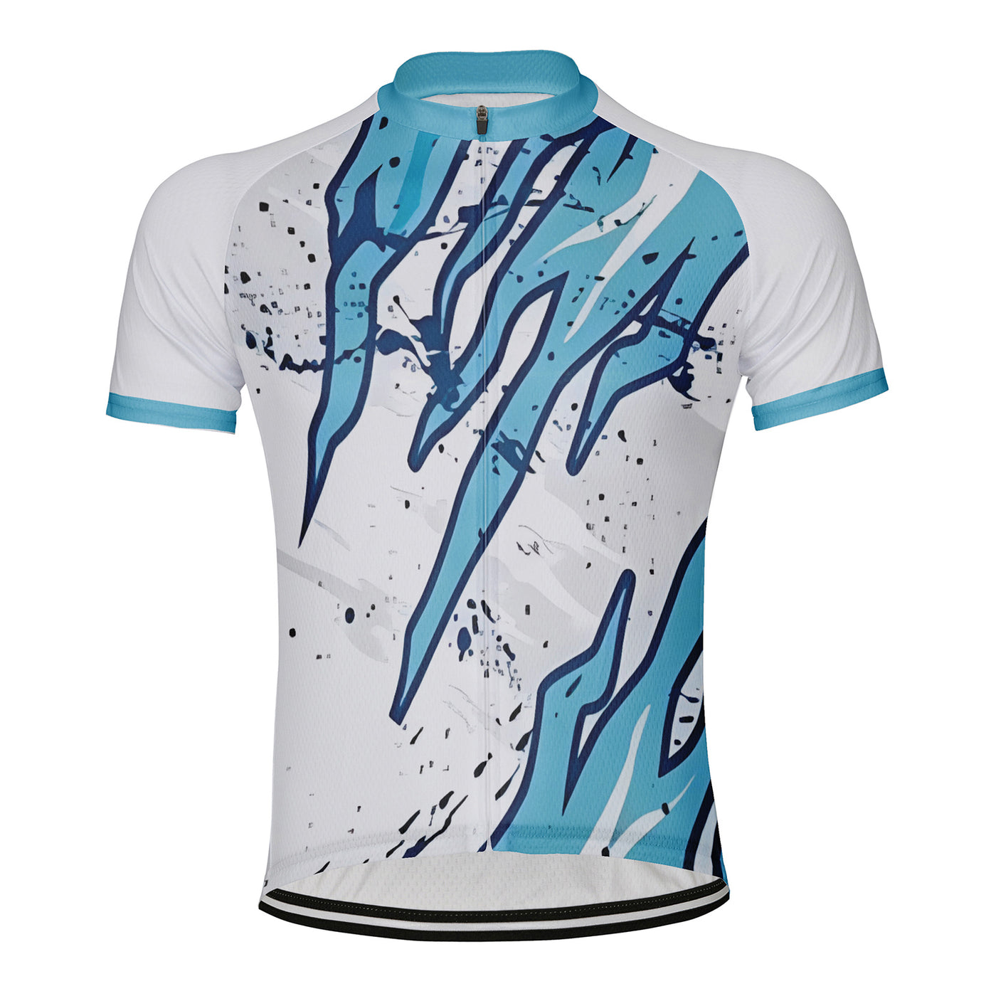 Customized Abstract Blue Stripe Men's Cycling Jersey Short Sleeve