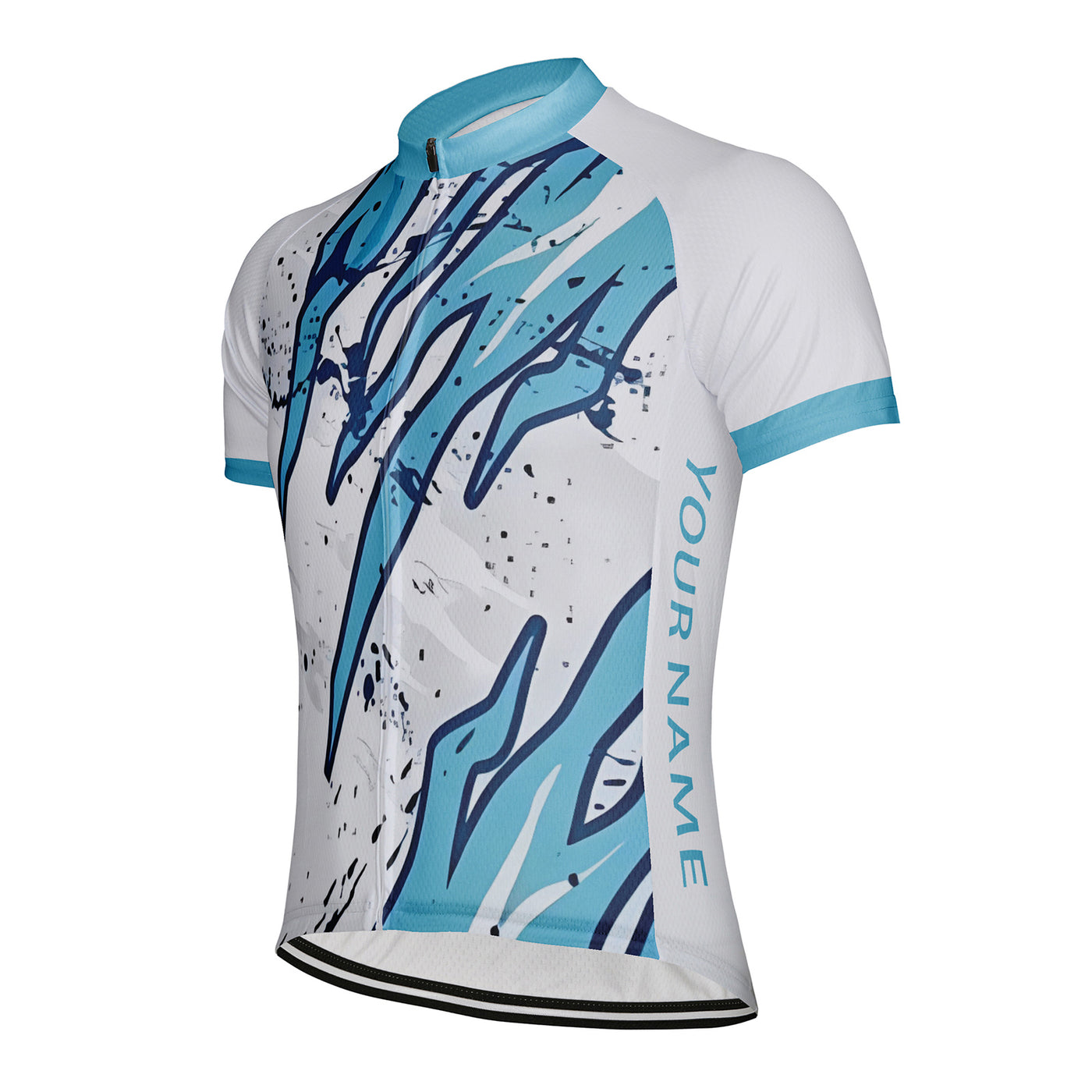 Customized Abstract Blue Stripe Men's Cycling Jersey Short Sleeve
