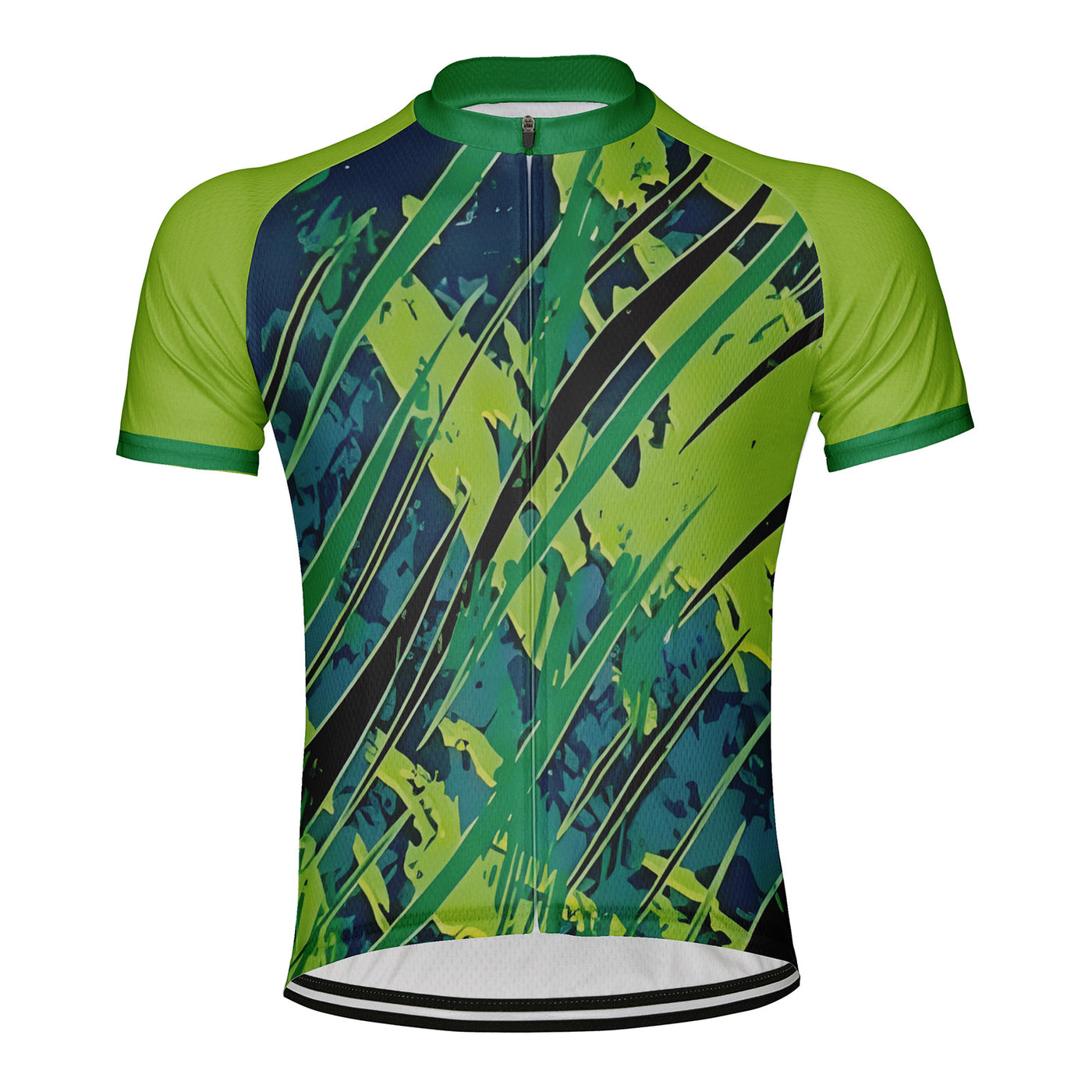 Customized Green Stereoscopic Diagram Men's Cycling Jersey Short Sleeve