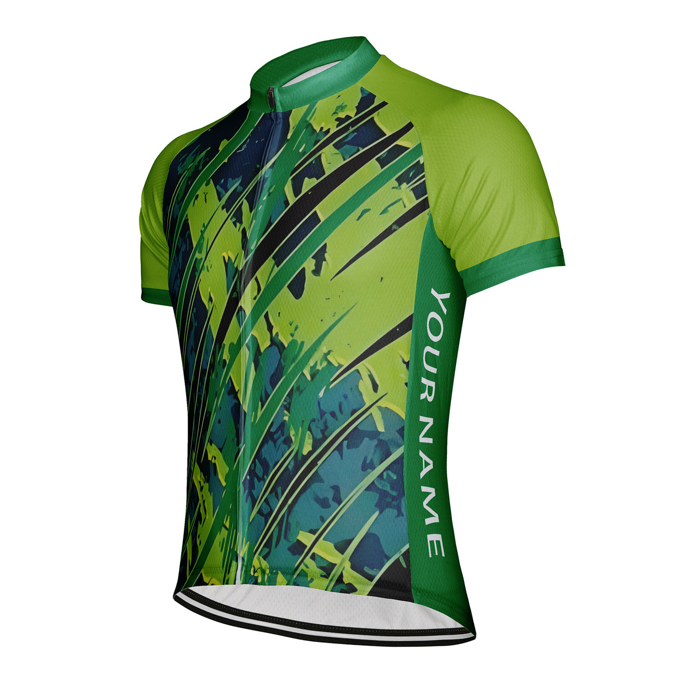 Customized Green Stereoscopic Diagram Men's Cycling Jersey Short Sleeve